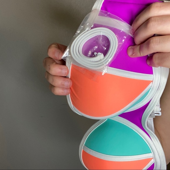 PINK Brand Orange, Pink, and Blue Bikini Top - Picture 4 of 4